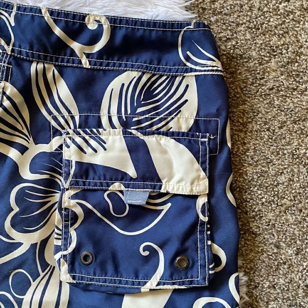 J. Crew‎ Board Shorts Swim Trunks Mens Size 34 Blue Floral
